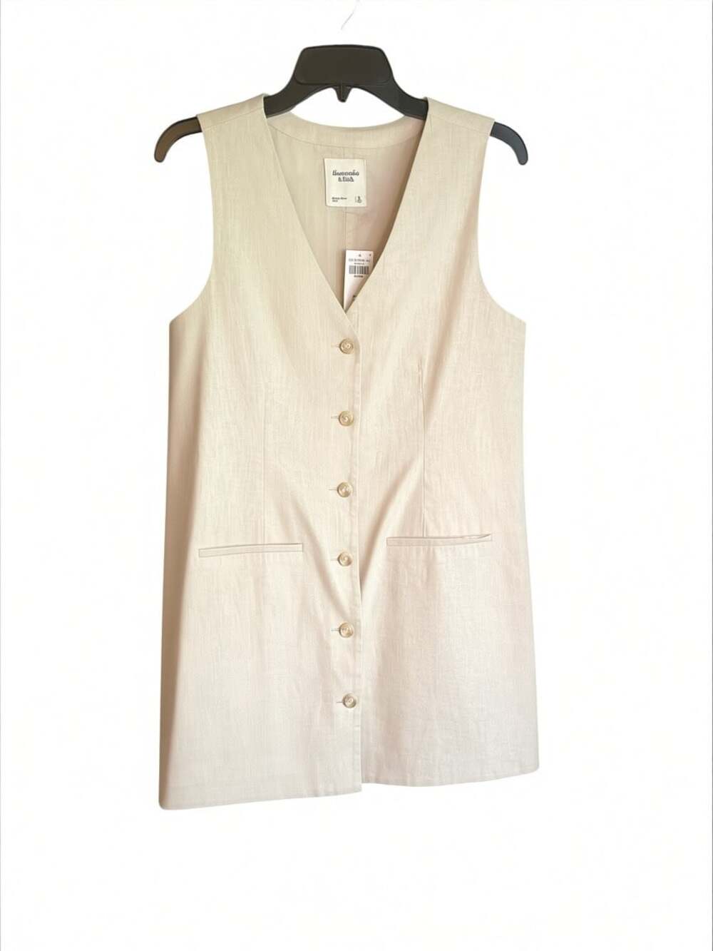 Abercrombie & Fitch Linen-Blend Tailored Long Vest, Size M